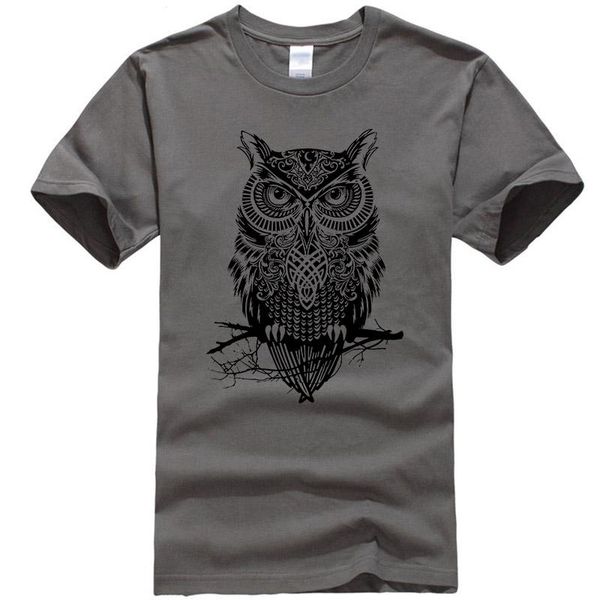 

xin yi men's t shirt 00cotton o neck casual short sleeve o neck loose owl printed men t shirt for men jlllis