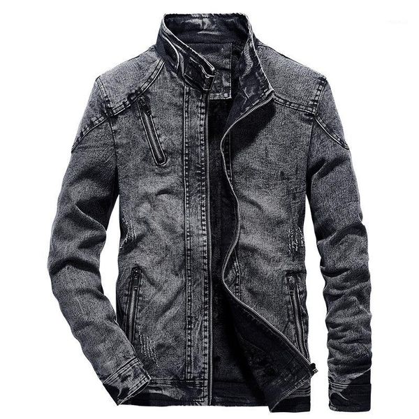 

new vintage mens denim jacket solid casual mens jeans coat fashion stand clothes for men black blue bomber jacket men stand1, Black;brown