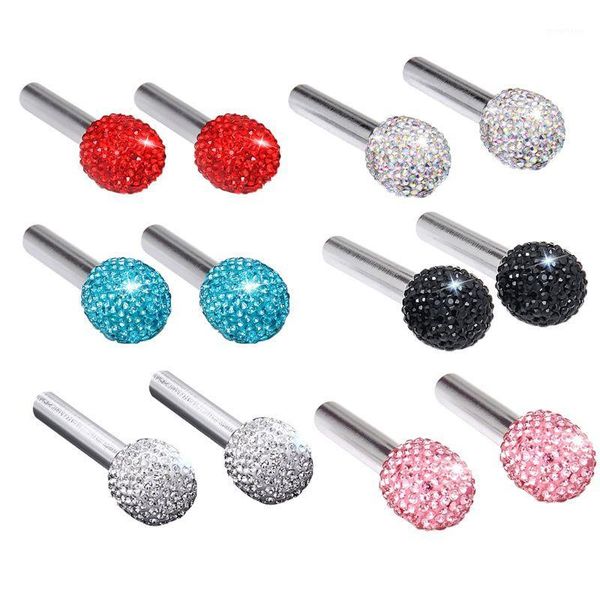 

2pc universal car door lock protective cover lifting bolt diamond aluminum w91f1