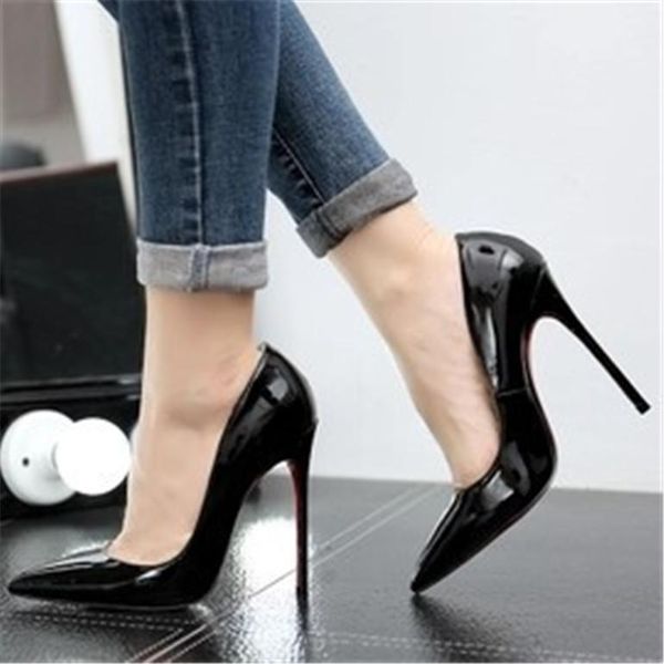 

women fashion square high heel pointed toe high heel pointed toe, Black