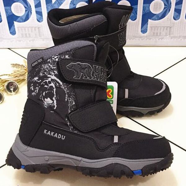 

boys girl snow winter cotton children waterproof boots thickening anti-30 degrees size 32 to 40 wallvell, Black;grey