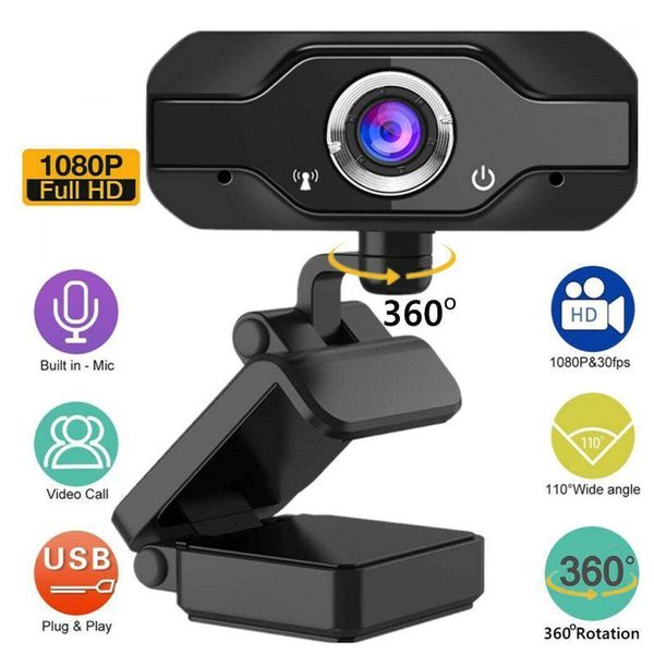 

1080p webcam with microphone usb camera for mac/pc lapdeskvideo call web ip camera consumer camcorders 2020