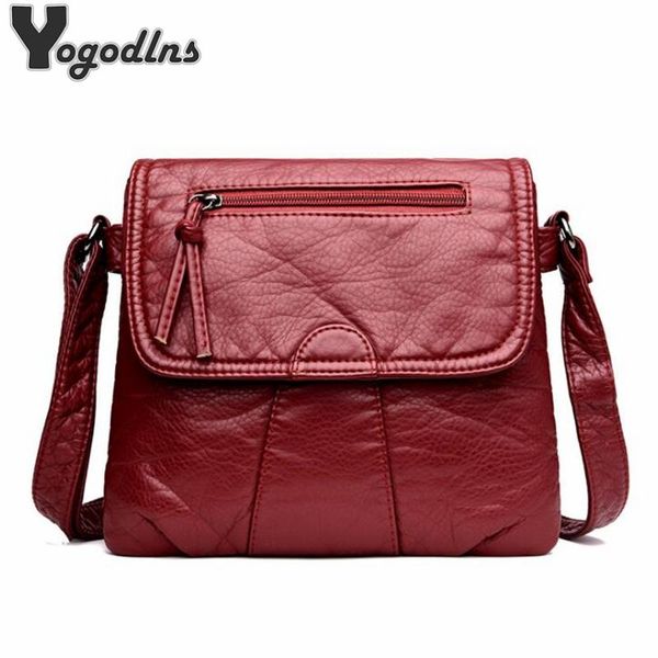 

black small women messenger bag soft washed pu leather crossbody bag female handbag purses