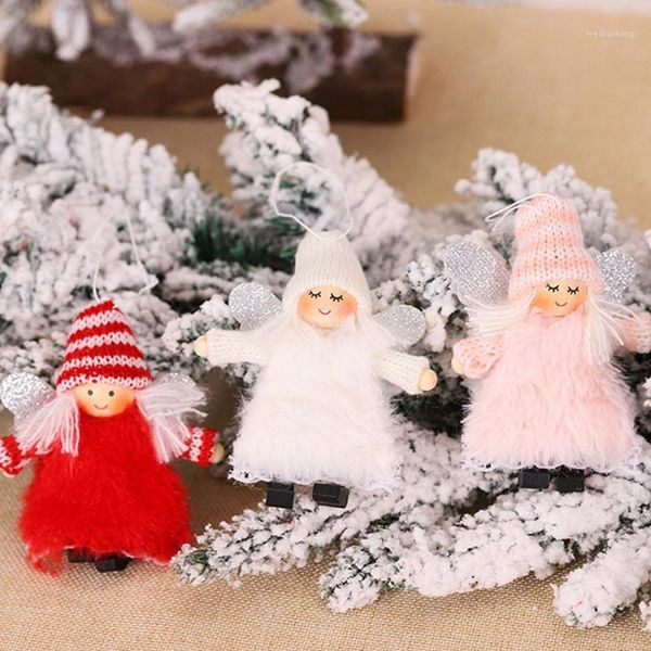

christmas decorations year 2021 latest cute silk plush angel doll xmas tree ornaments noel decoration for home kids gifts1
