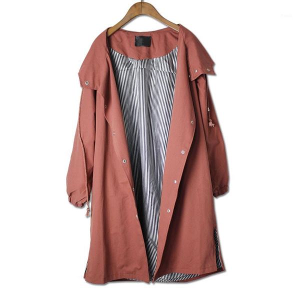 

2018 new spring autumn women loose long trench coat plus size solid overcoats street casual bf windbreaker female bat sleeved1, Tan;black