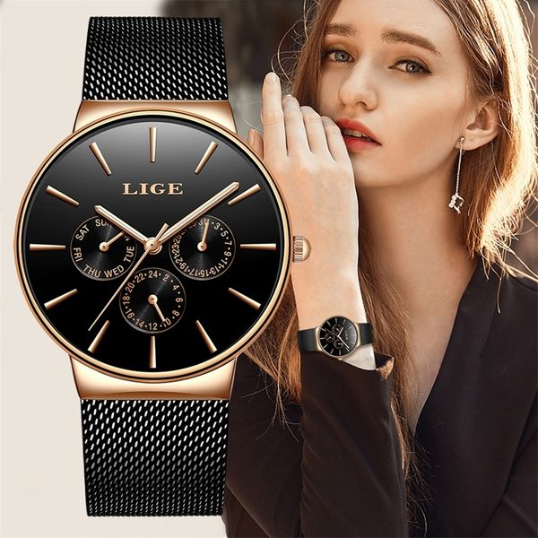 

classic women rose gold brand luxury laides dress business fashion casual waterproof watches quartz calendar wristwatch 201124, Slivery;brown