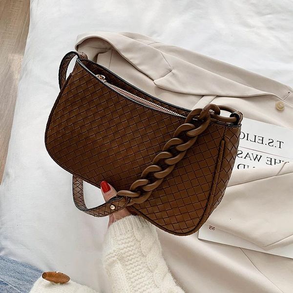 

weave pu leather crossbody bags for women 2020 winter trending shoulder handbags and purses luxury hand bag 4 colour