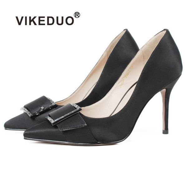 

dress shoes vikeduo 2021 high heel women fashion black genuine leather wedding party office ladies handmade zapatos de mujer