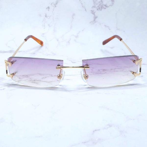 

2021 new rimless sunglasses men metal wire c summer shades eyewear women luxury rapper prescription sun glasses uygy, White;black