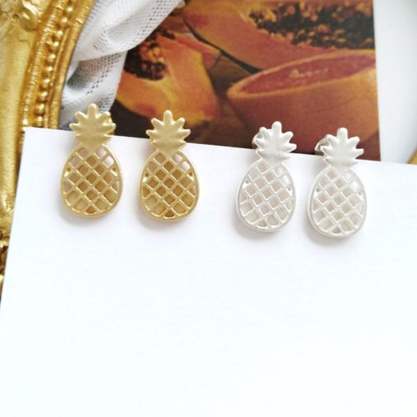 

metal texture creative trend joker pineapple shape earrings contracted aesthetic temperament earring ornaments, Golden;silver
