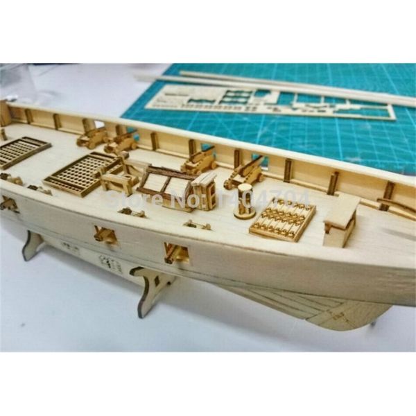 

nidale hobby sailboat kit : harvey 1847 western ship model & 2 pcs wooden barrels