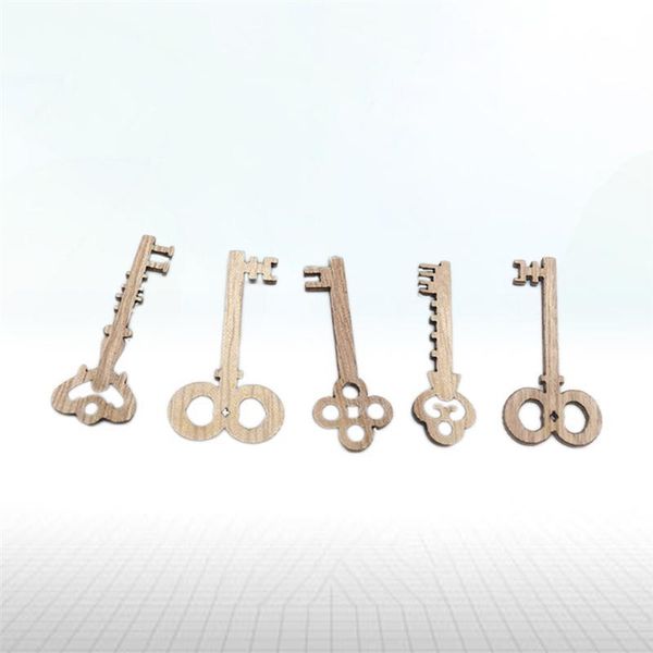 

50шт декоративных ключи деревянной мини vintage подвеска key shaped ремесло для домашнего декора партии благосклонности дня рождения bookmar