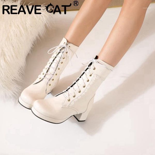 

boots reave cat 2021 ladies ankle sweet cosplay lolita round toe 5cm ruffles platform lace-up colorful size 48 pink a32961, Black