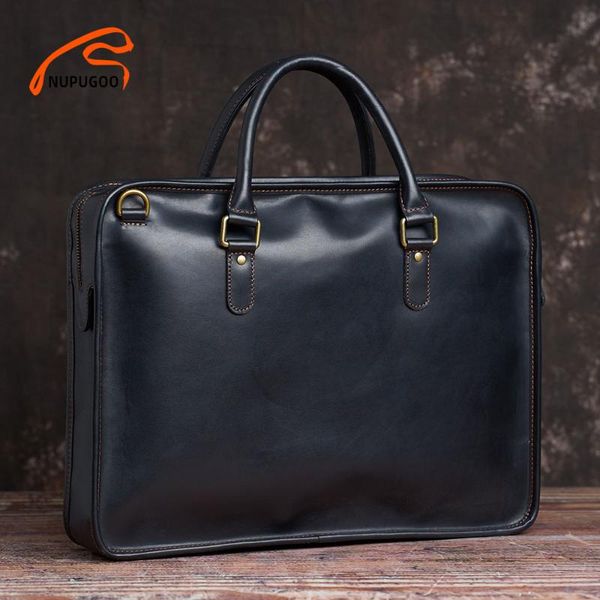 

nupugoo casual men's briefcase genuine leather business man handbag large capacity shoulder bag for 15.6 inch lapoffice bags