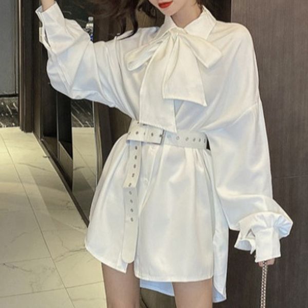 

2021 new white short skirt designer korea women slim long sleeve new winter one-piece undefined lady casual office dress 2rn6, Black;gray