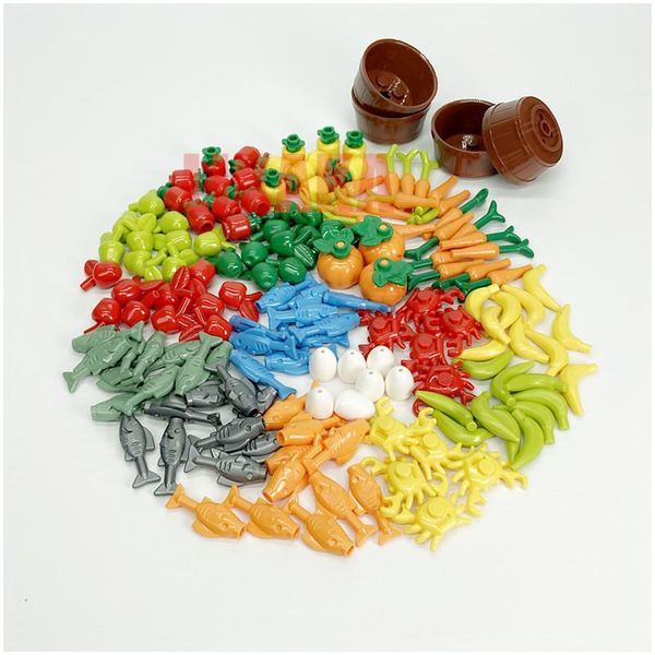 

friends accessories building blocks fruit bread fish food banana cherry pumkin moc brick toys children compatible city parts yxlfdi