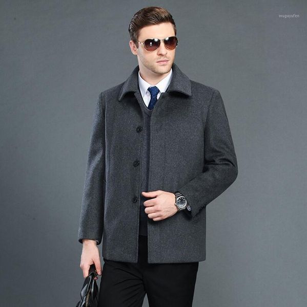 

woolen overcoat men's fashionable and upscale style short style winter extra thick warm leisure wool cloak men1, Black
