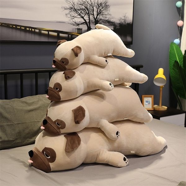 Hot 55cm-90cm Große Größe Neue Nette Tier Kawaii Mops Hund Plüsch Spielzeug Schlaf Kissen Kinder Geburtstag geschenk Kind Mädchen Weihnachten Valentinstag LJ200902