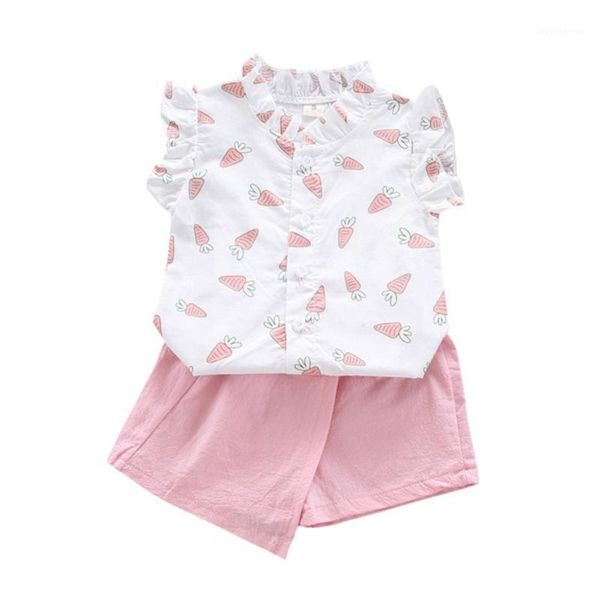 

clothing sets baby girl clothes casual fully printed carrots t-shirt shorts pants set toddler kids summer outfits cute1, White