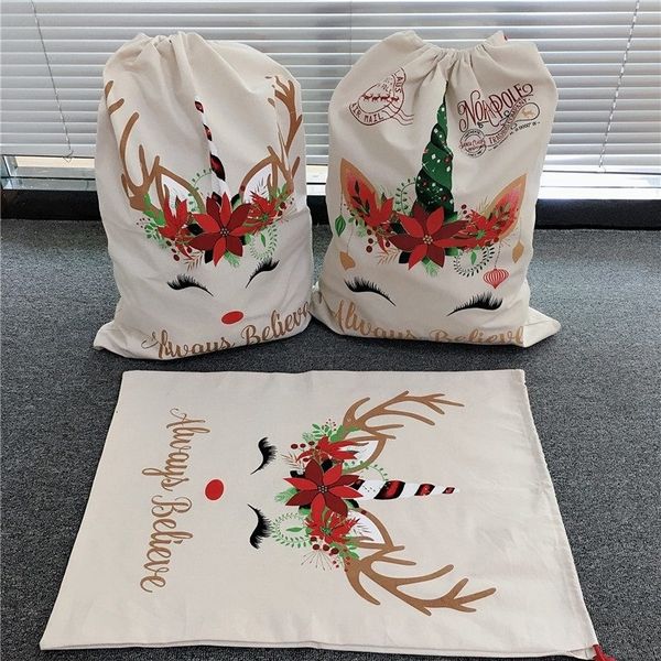 

unicorn drawstring canvas santa sacks christmas gift bag large candy bags for kids 08