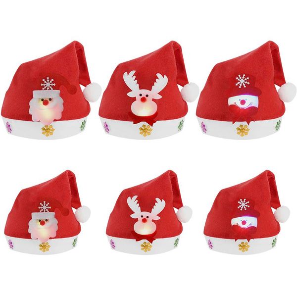 

2 size led light christmas hat for kids adults red santa claus snowman elk light up cap xmas party decoration new year wmtrqi petsyard