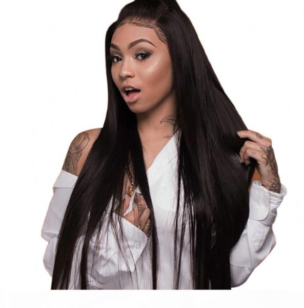 

brazilian hair wigs natural straight lace front wig full lace human hair wig with baby hair glueless wigs, Black;brown