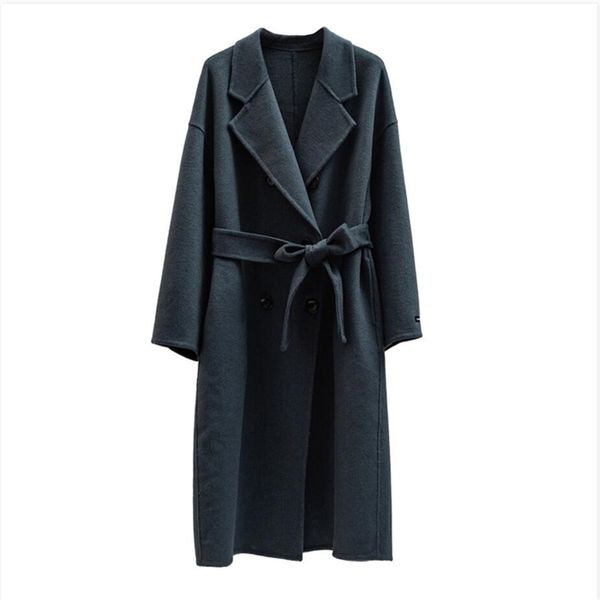 

autumn winter wool single breasted maxi coat y201012, Black