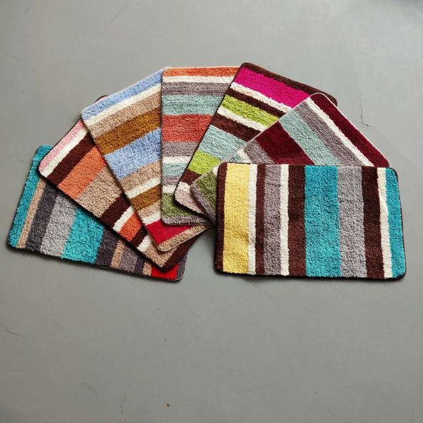 

carpets household decor rugs rectangle color matching stripe bathroom kitchen water absorption anti-slip durable plush ground mat