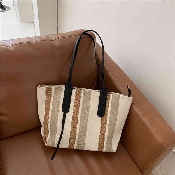 

bags handbags large capacity women's striped canvas shoulder foreign style fashion leisure trend tote bag, Black;red