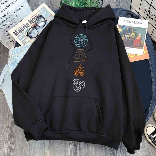 

men's long sleeve hoody avatar the last airbender print fleece autumn spring long sleeve casual sweatshirts male loose pullover w220221, Black