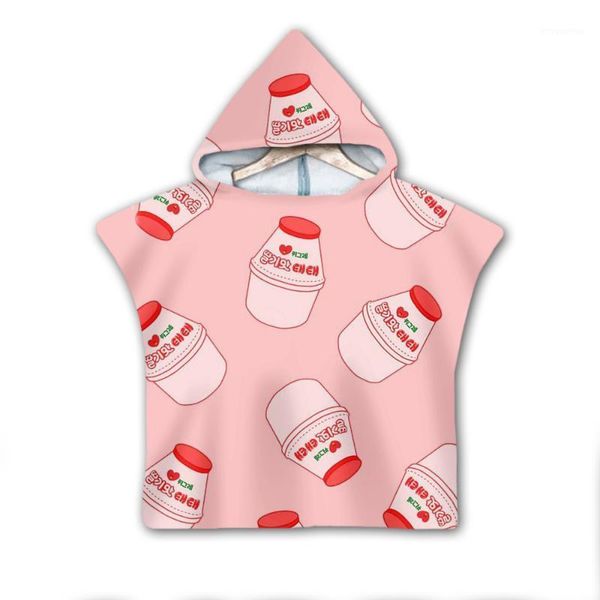 

dessert donut milk hooded baby boys and girls towel wearable bath towel for kids travel 3d print beach towels style-21
