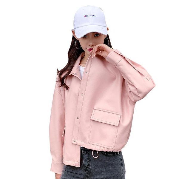 

leather suede coat jacket spring autumn women slim moto outerwear coats garment lf2003, Black