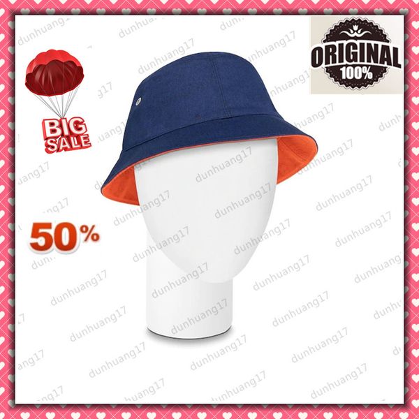 

fashion brand double-sided available men and women style basin hat designer classic letter pattern graphic cotton small brim hat, Blue;gray