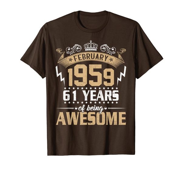 

vintage 61st birthday gift idea february 1959 61 years old t-shirt, White;black