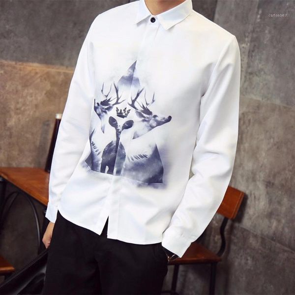 

men's casual shirts camisas floral masculina nova venda quente dos homens de manga comprida lapela casuais camisa solta lotus rand 10., White;black