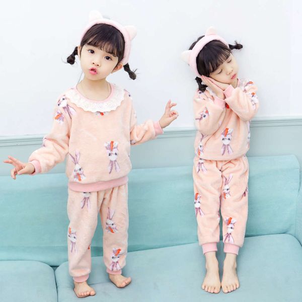 

autumn warm children's keep flannel in pajamas and winter 3-year-old girl girl's thickened princs coralline home suit rcyb, Blue;red