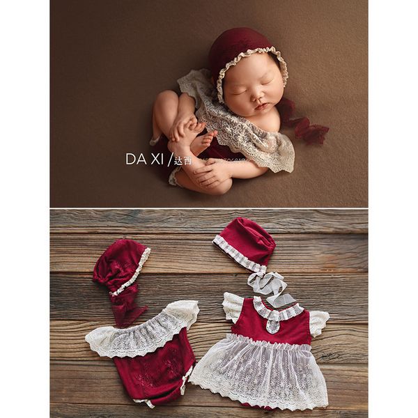 

christmas clothes newborn baby pgraphy accessories children p shoot lace clothes props lace dress costume suit lj201105