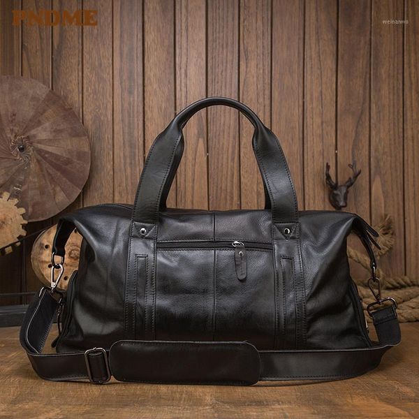 

casual natural soft genuine leather men travel bag weekend outdoor cowhide fitness handbag large capacity shoulder messenger bag1
