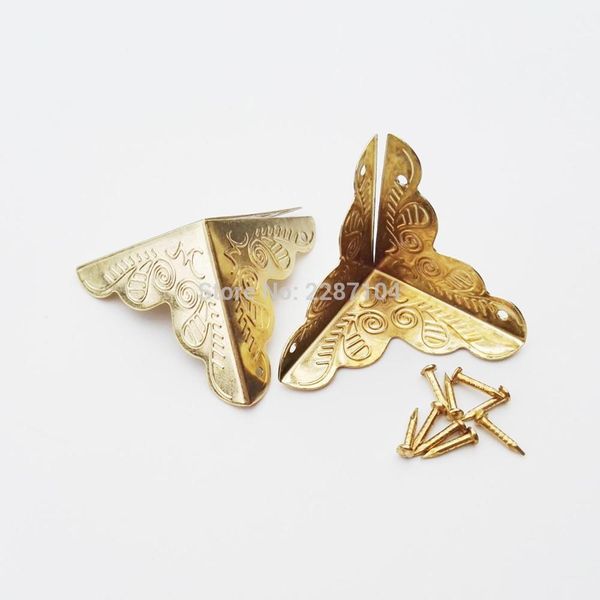 

12pc декоративные brass golden серебристые jewelry chest вина box деревянный чехол мебель железный металл уголок protector guard для ногтей