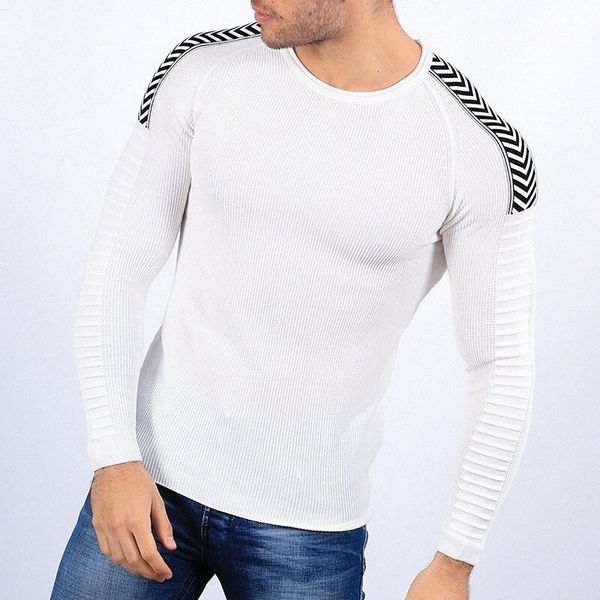 

men's pullover knitted solid color stylish vintage style long sleeve sweater cardigans crew neck fall winter white black 35kf#
