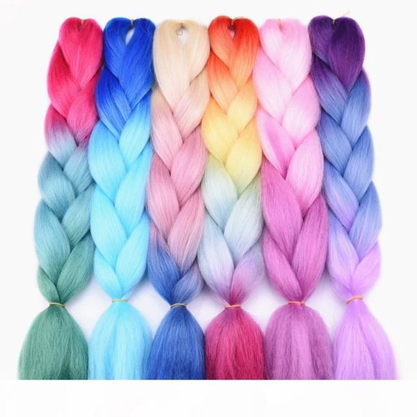 

three tone colored crochet hair extensions kanekalon hair synthetic crochet braids ombre jumbo braiding hair extensions, Black