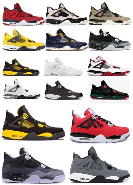 

new jumpman mens basketball shoes 4s what the 4 loyal blue bred grey black cat pure money white cement men trainer sneakers