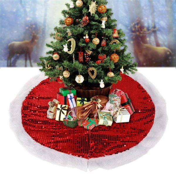 

95cm sequins glittering christmas tree plush skirt dress base floor mat xmas decor christmas tree skirt carpet home decorations1
