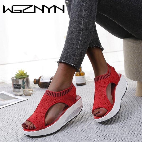 

sandals wgznyn 2021 summer women sneakers fashion comfortable casual shoes girl breathable 5cm platform woman, Black