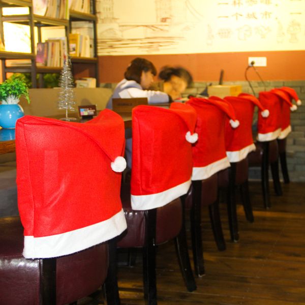 

christmas chair cover creative red seat covers merry xmas hat restaurant chair seat decorations holiday ornaments vt1838