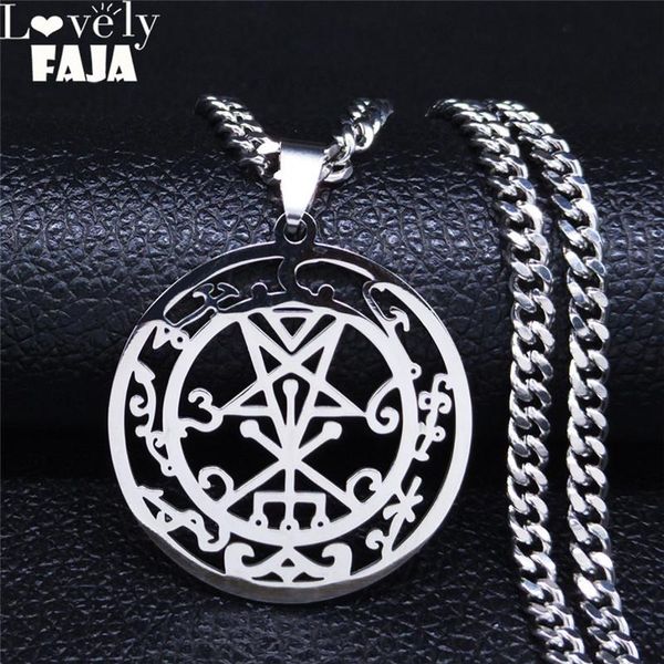 

pendant necklaces sceal sigil of lilith silver color stainless steel satan necklace jewelry minor key hidden goetia sign n1054s03