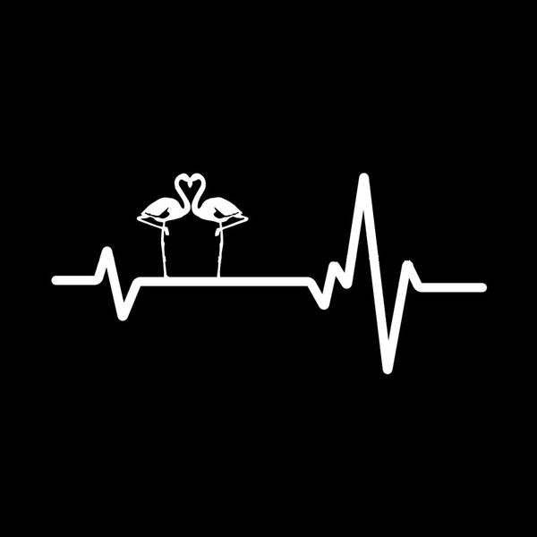 

18.1cm*8.3cm fashion heart beat line animal flamingo flamingoes bird car sticker decal black/silver vinyl c15-0974