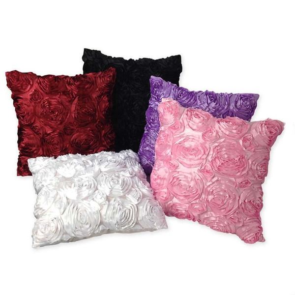 

3d rose wedding cushion cover,decorative embroidery cushion covers,40x40cm,sofa car outdoor bedding flower throw pillow case