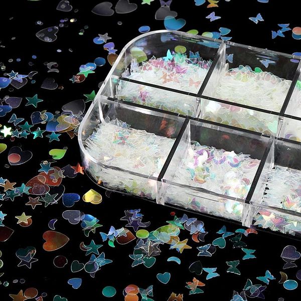 

nail glitter ab transparent sequins for art decorations sparkly paillette chameleon flakes french manicure supplies, Silver;gold