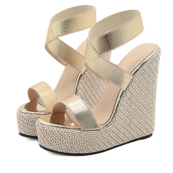 

women dress shoes fashion pu leather open toe slip-on wedges high heel sandales femmes platform slides size 42, Black